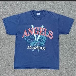 Vintage 1998 MLB Anaheim Angels Hanes T-Shirt L Single Stitch Distressed 90s